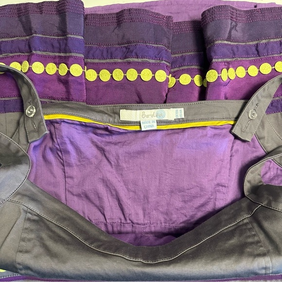 Boden | Women's Gray & Purple Ribbon Detail Pinafore Apron Shift Dress Size 6 - Picture 11 of 12